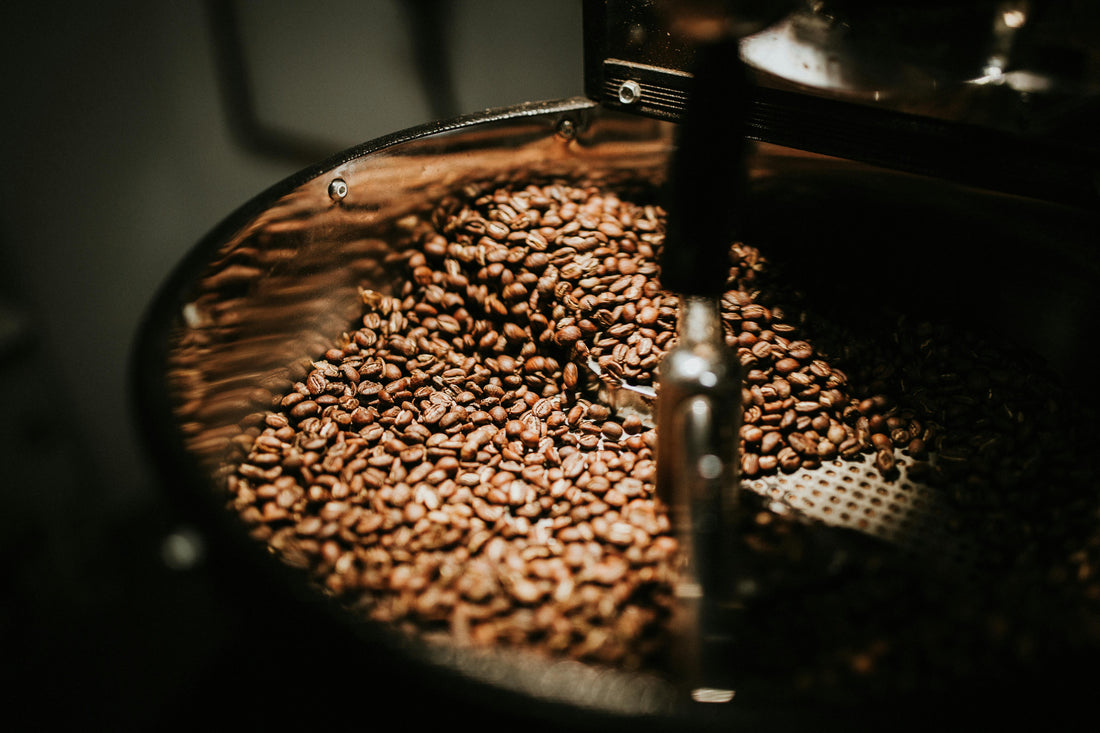 Coffee beans in a coffee roaster